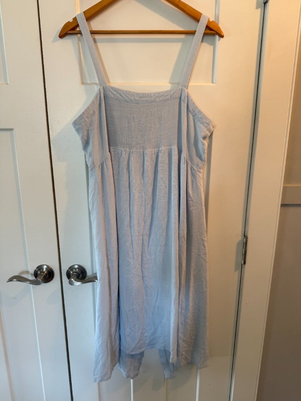 Studio 94 L/XL Ladies Light Blue Cotton Dress Button Down Front - Picture 2 of 6